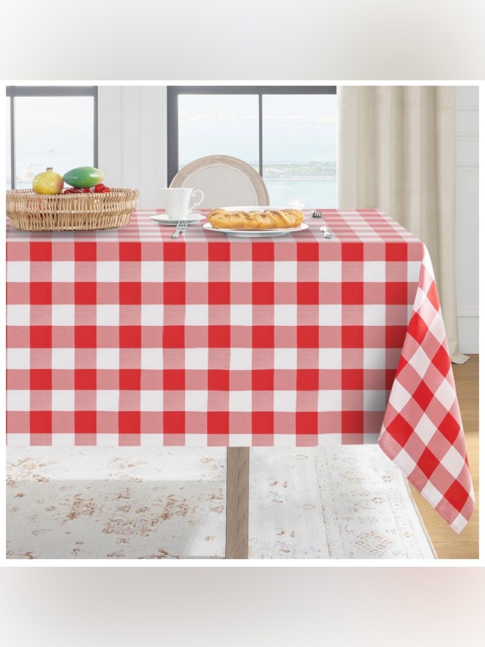 Gingham Checkered Tablecloth Polyester 90% Waterproof Rectangular 54x78”